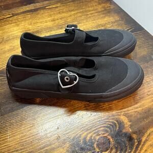 Vans Black 93 Mary Jane Heart Buckle Flats Size 9.5